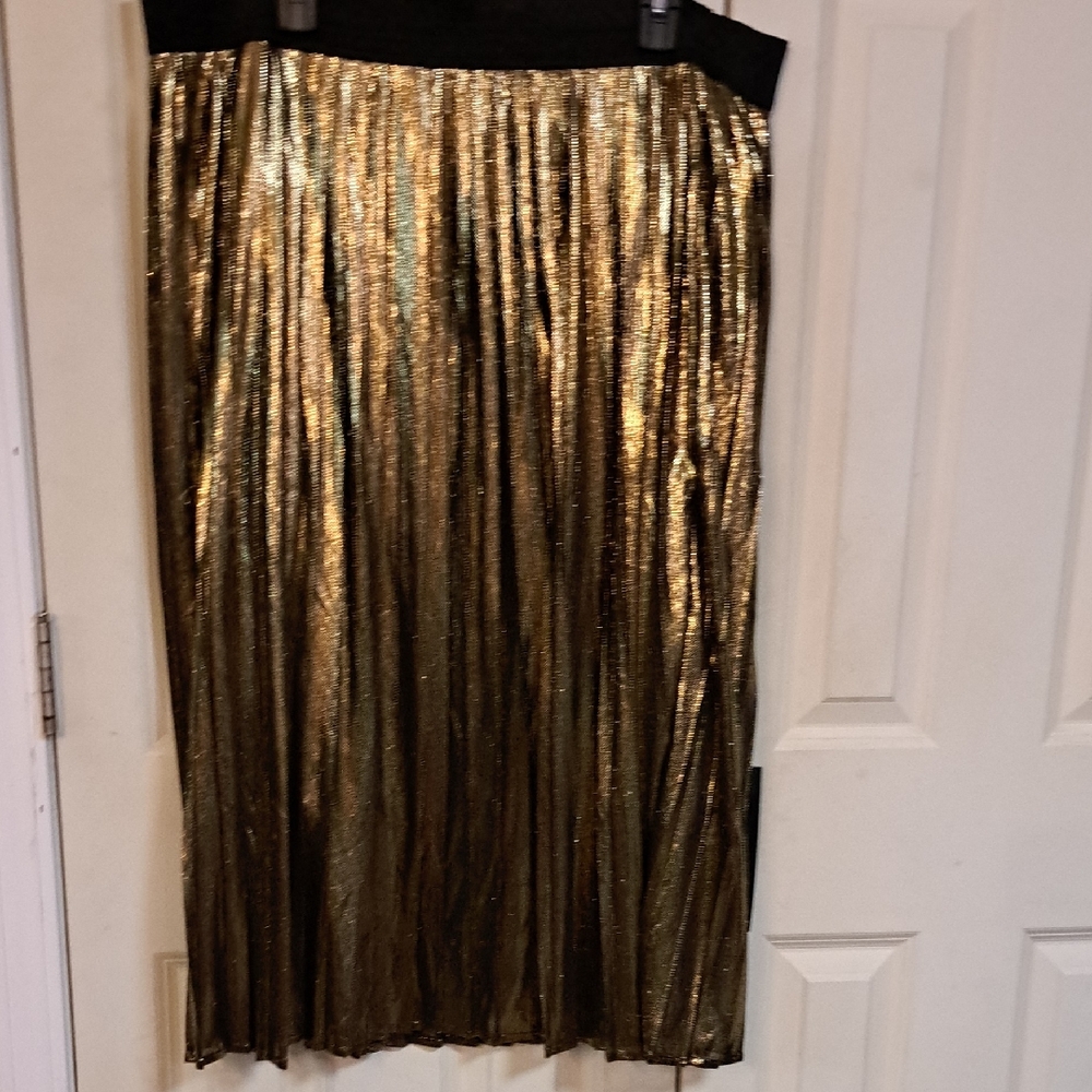 Lane Bryant Black and Gold Midi Skirt